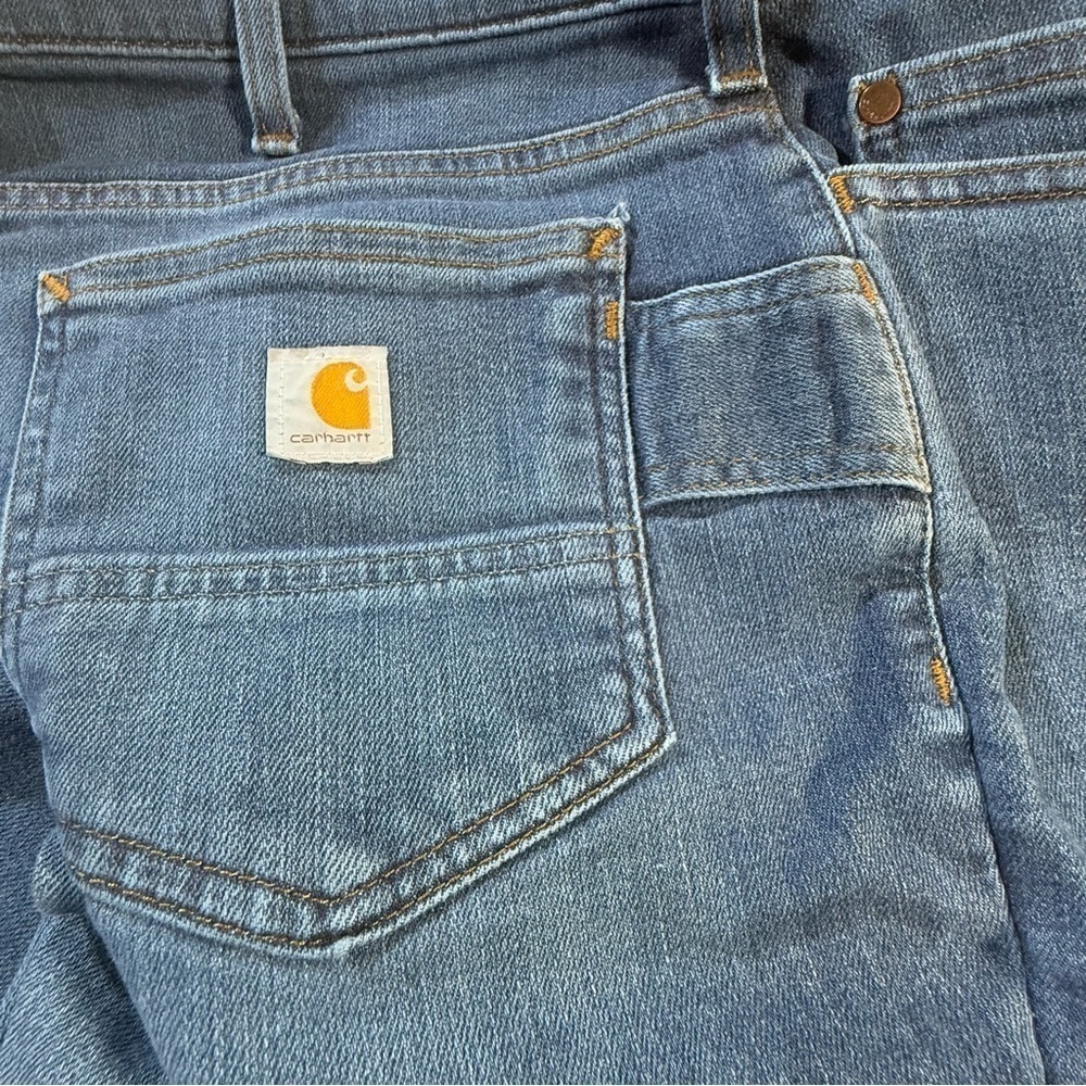 Carhartt Straight Leg Jeans Blue Denim Women’s 10 Short Stretch Relaxed Fit - Picture 3 of 8